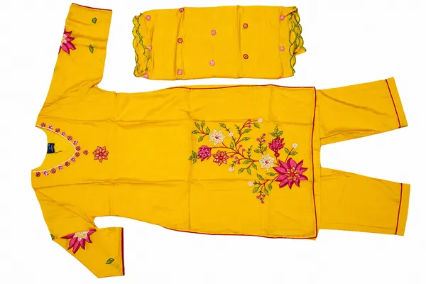 Yellow_Floral_Embroidered_Straight_Kurta_Set_For_Women