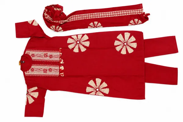 Red_Floral_Straight_Kurta_Set_For_Women