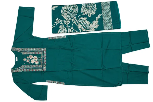 Teal_Floral_Embroidered_Straight_Kurta_Set_For_Women