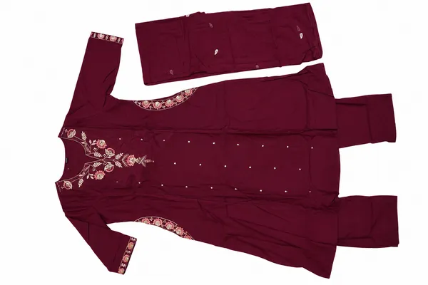 Maroon_Embroidered_Relaxed_Kurta_Set_For_Women