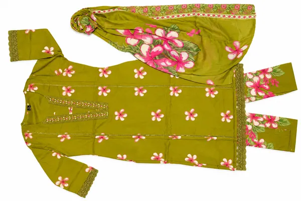 Olive_Green_Floral_Print_Straight_Kurta_Set_For_Women