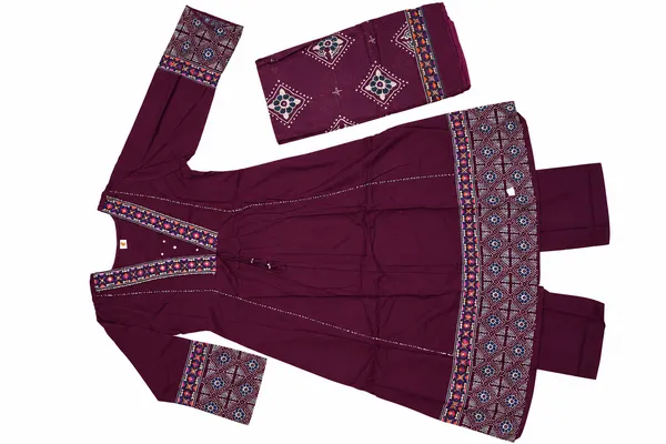 Maroon_Geometric_Embroidered_Straight_Kurta_Set_For_Women