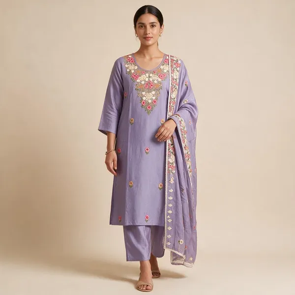 Lavender_Embroidered_Straight_Kurta_Set_For_Women
