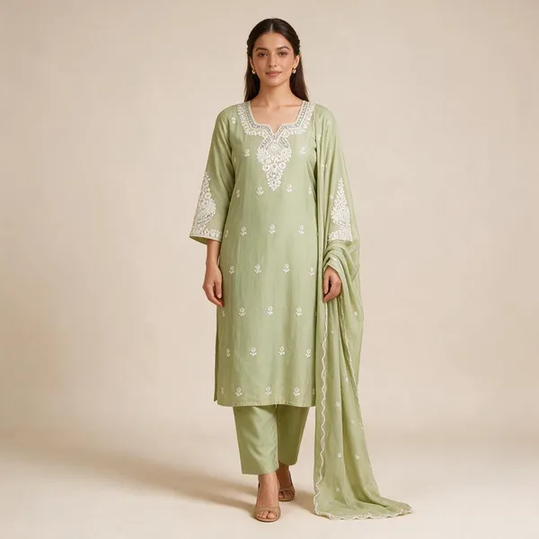 Green_Embroidered_Straight_Kurta_Set_For_Women