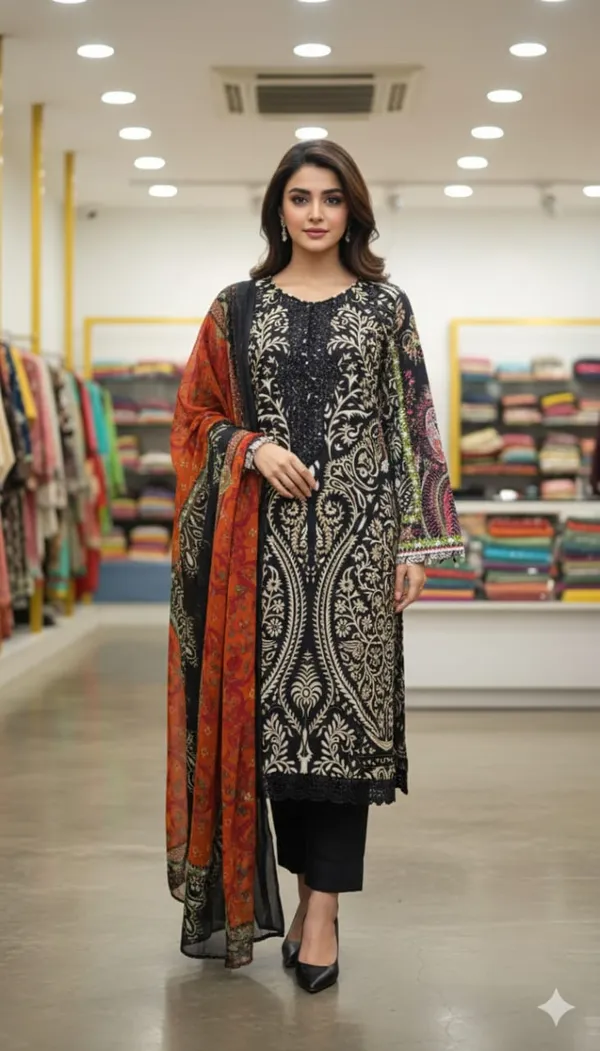 JAZMIN_Heavy_Patch_Work_Suit_ÃƒÂ¢Ã¢â€šÂ¬Ã¢â‚¬Å“_black_orange_Design