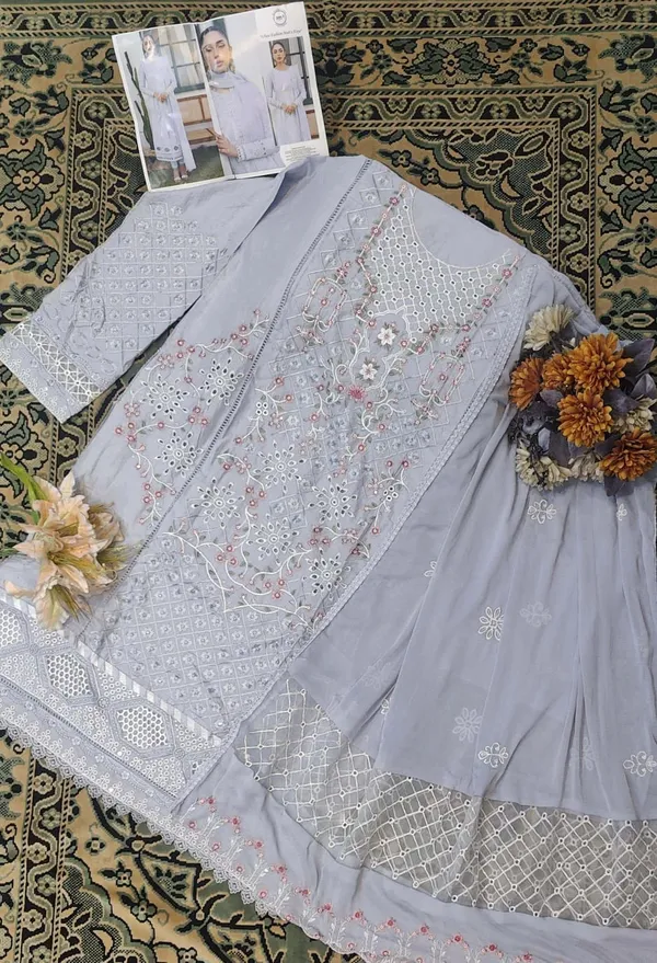 Grey_Premium_Polyester_Kurti_With_Pant_And_Dupatta_Set_For_Women
