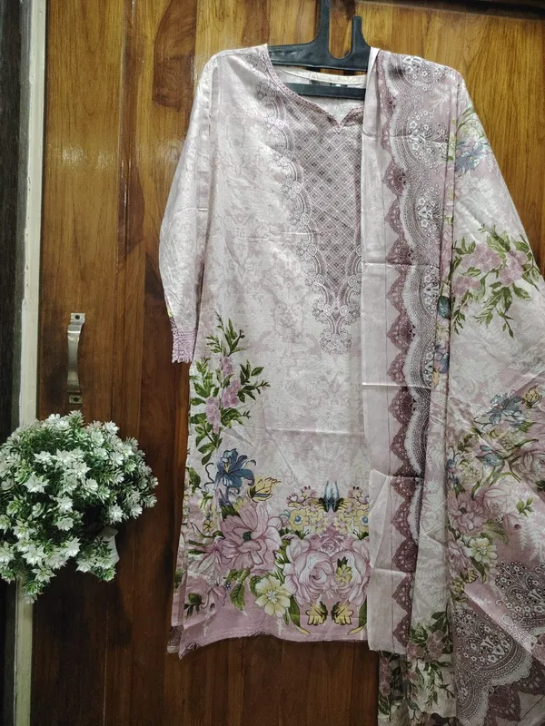 Baby_Pink_Premium_Cotton_Kurti_With_Pant_And_Dupatta_Set_For_Women