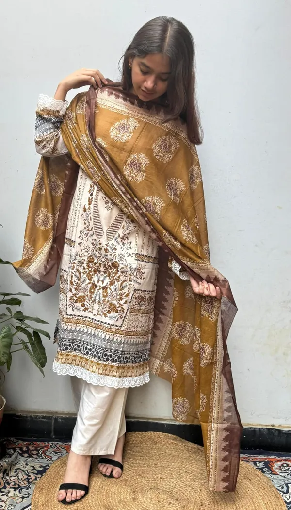 Mustard_Brown_Pakistani_Kurti_Set
