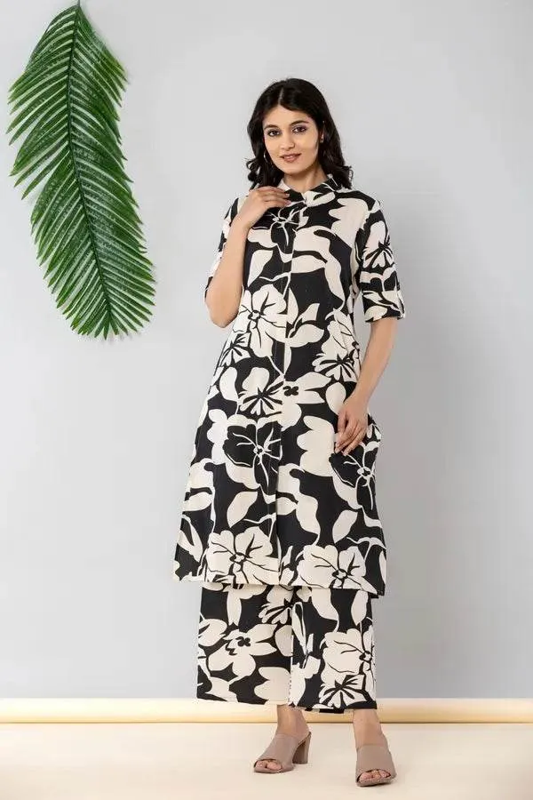 Black_And_White_Premium_Cotton_Kurti_Pant_For_Women