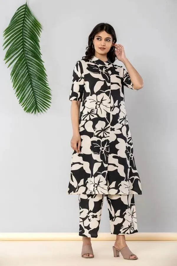 Black_And_White_Premium_Cotton_Kurti_Pant_For_Women
