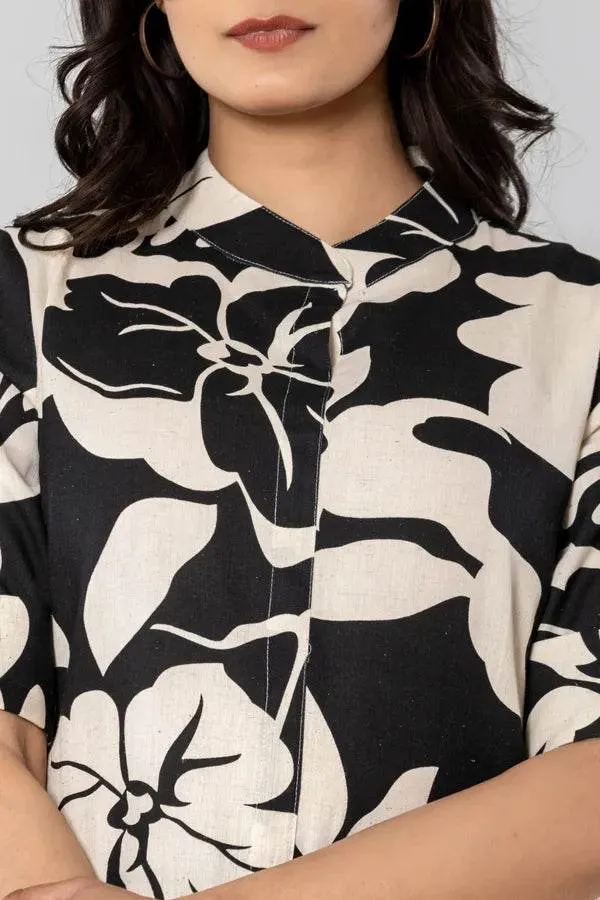 Black_And_White_Premium_Cotton_Kurti_Pant_For_Women