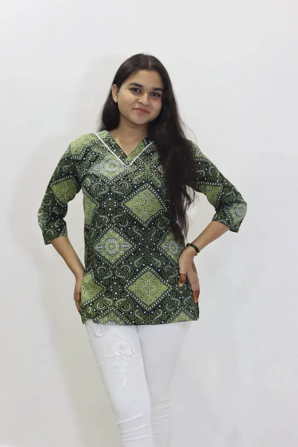 Black_bandhani_print_pure_Jaipuri_cotton_top_for_women