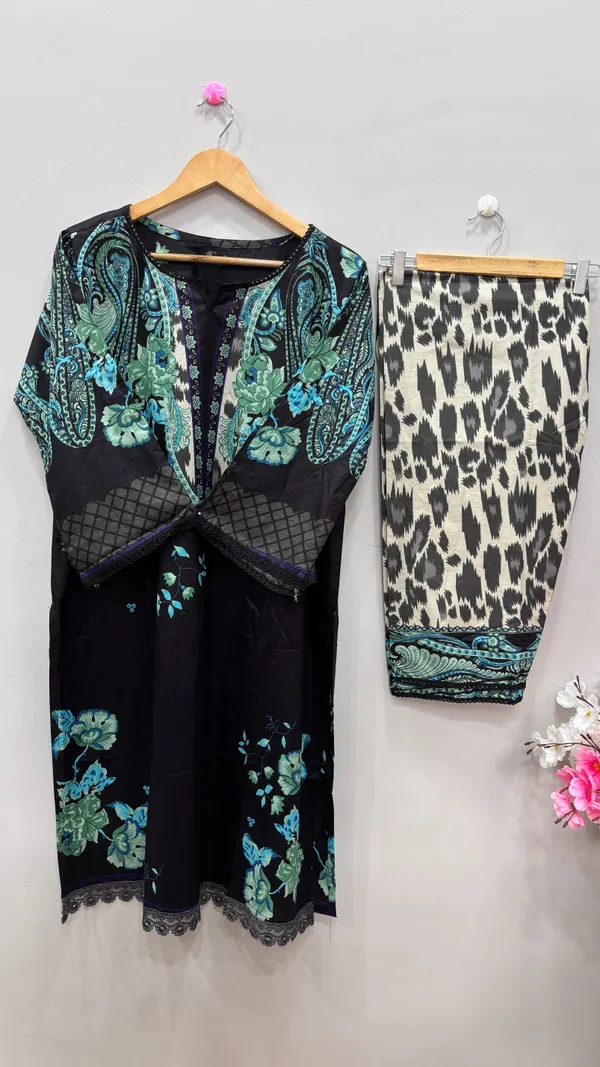 Black_And_Blue_Premium_Cotton_Kurti_With_Pant_And_Dupatta_Set_For_Women