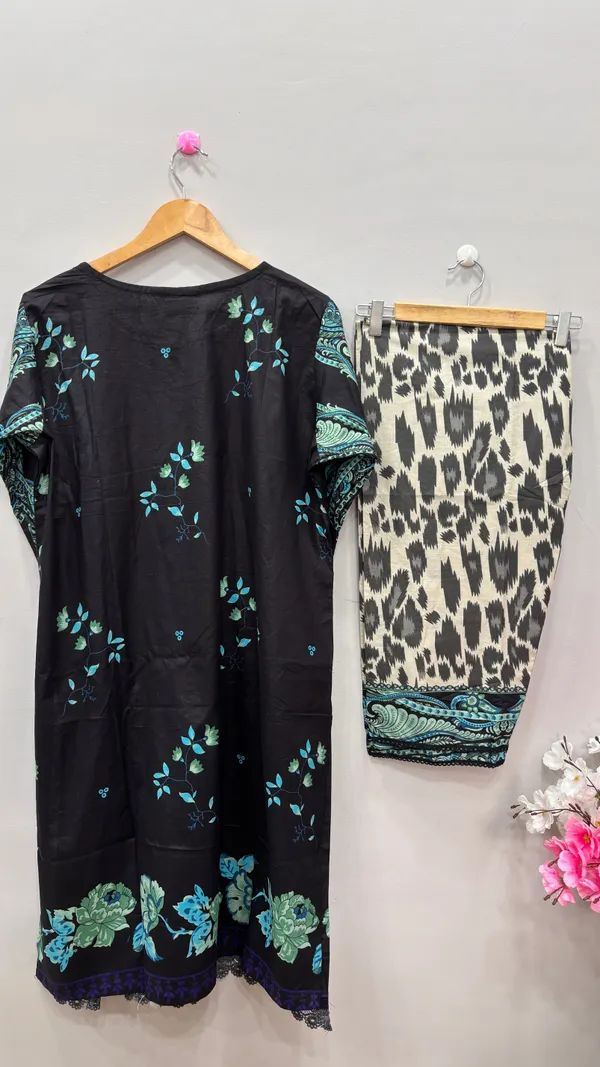 Black_And_Blue_Premium_Cotton_Kurti_With_Pant_And_Dupatta_Set_For_Women
