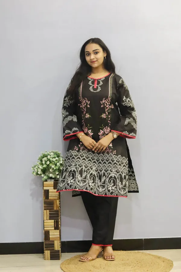 Black_And_Red_Premium_Cotton_Kurti_With_Pant_And_Dupatta_Set_For_Women