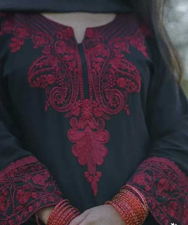 Black_And_Red_Premium_Cotton_Kurti_With_Pant_And_Dupatta_Set_For_Women