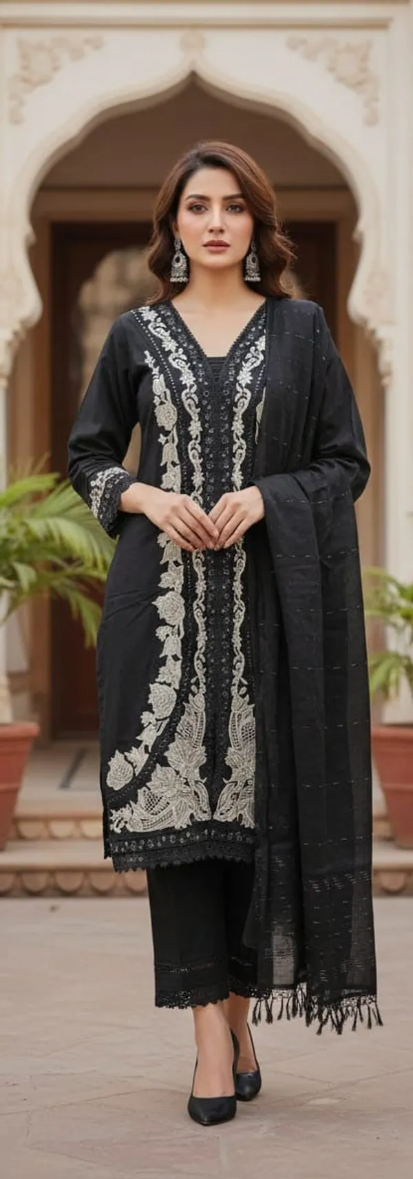 Black_Premium_Rayon_Kurti_With_Pant_And_Dupatta_Set_For_Women