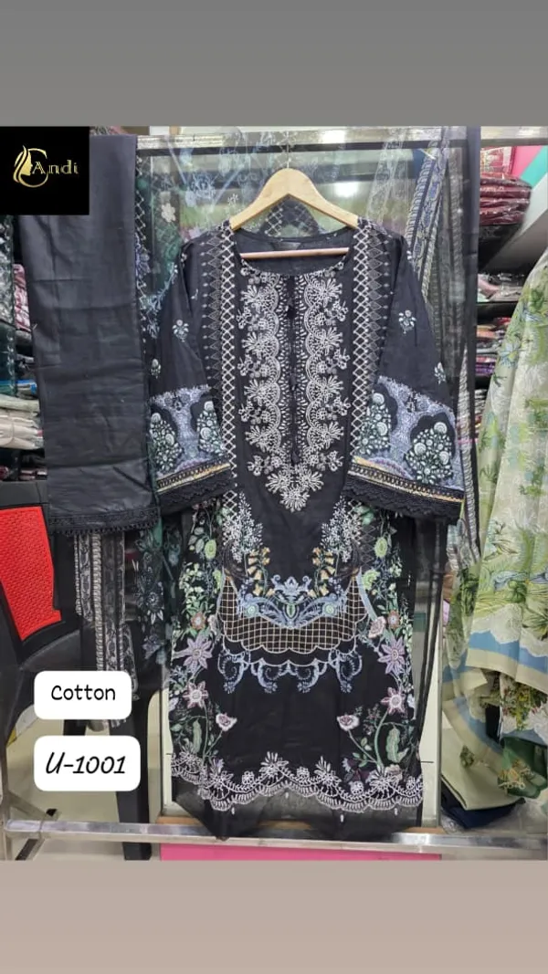 Black_Premium_Cotton_Kurti_With_Pant_And_Dupatta_Set_For_Women