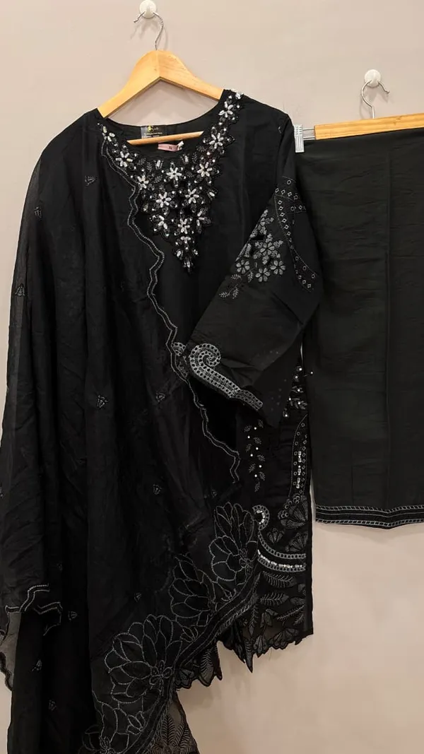Black_Premium_Rayon_Kurti_With_Pant_And_Dupatta_Set_For_Women