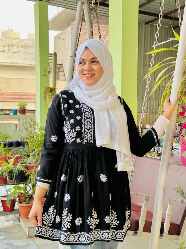 Black_Premium_Rayon_Chikankari_Kurti_For_Women