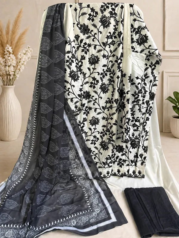 Black_And_White_Premium_Cotton_Unstitched_Suit_With_Dupatta_For_Women