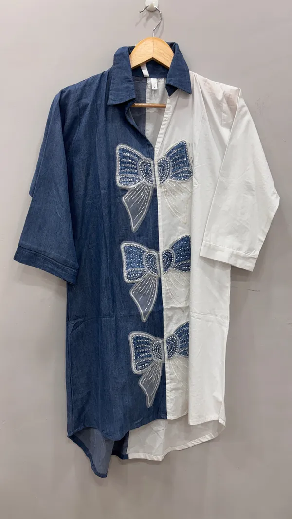 Blue_Premium_Denim_Kurti_With_Pant_And_Dupatta_Set_For_Women