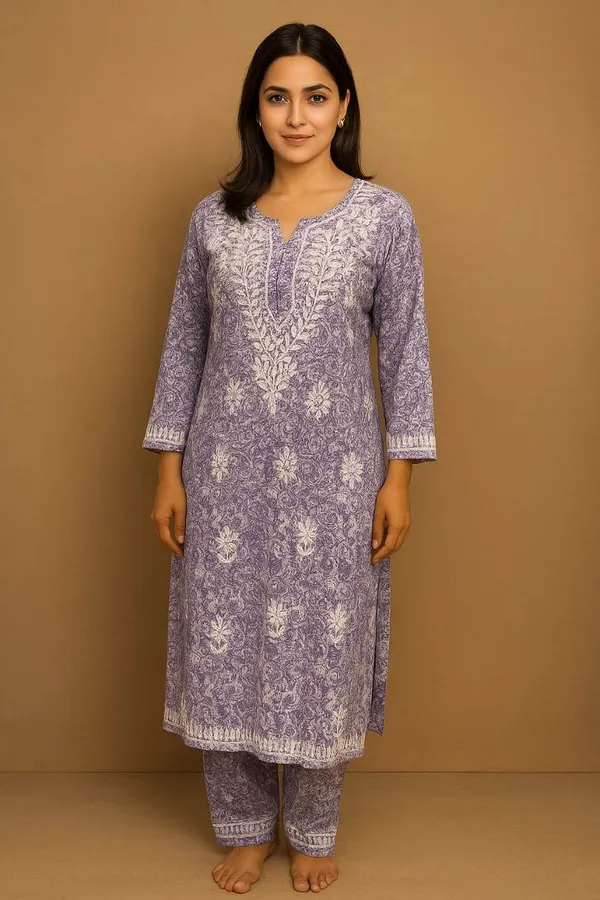 Blue_Premium_Cotton_Kurti_Pant_For_Women