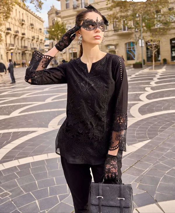 Black_Premium_Satin_Kurti_With_Pant_And_Dupatta_Set_For_Women