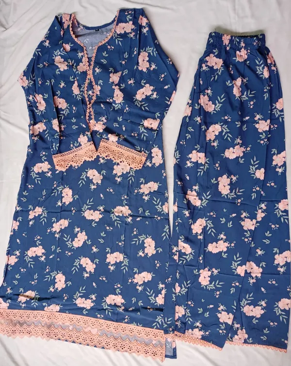 Blue_Printed_Kurti_Pant_Set