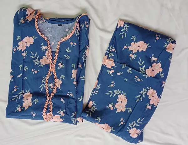 Blue_Premium_Cotton_Kurti_Pant_For_Women
