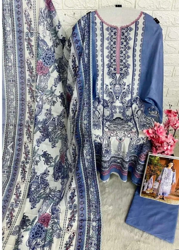 Blue_Premium_Cotton_Kurti_With_Pant_And_Dupatta_Set_For_Women
