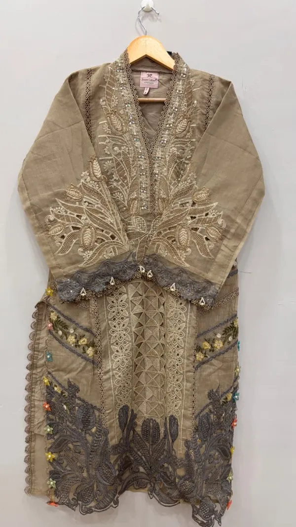 Cocoa_Brown_Premium_Rayon_Kurti_With_Pant_And_Dupatta_Set_For_Women