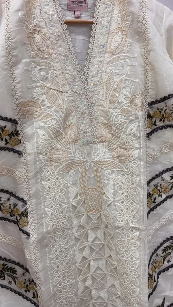 Cream_Premium_Rayon_Kurti_With_Pant_And_Dupatta_Set_For_Women