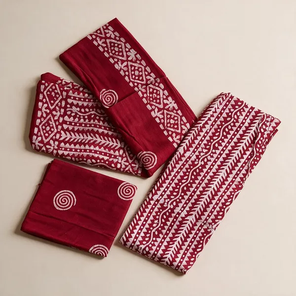 Red_Premium_Cotton_Unstitched_Suit_With_Dupatta_For_Women