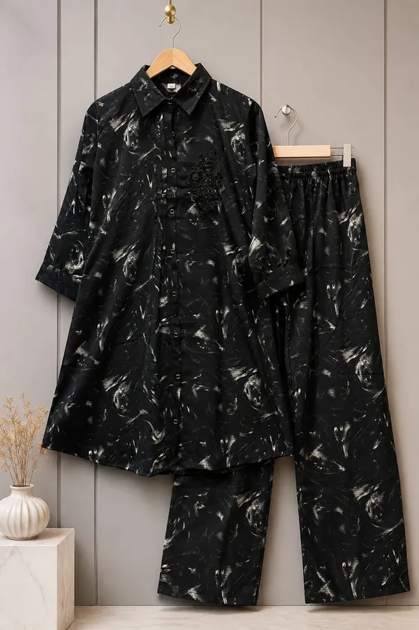 Black_Premium_Cotton_Chikankari_Kurti_Pant_For_Women