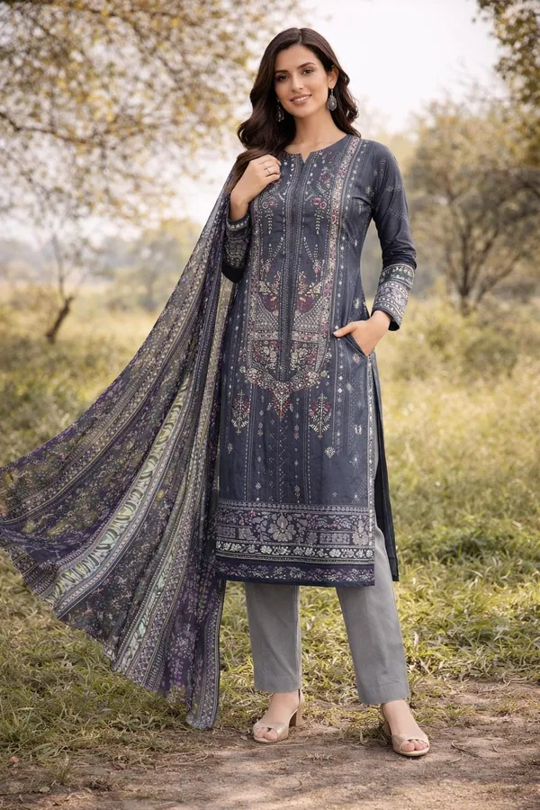 Grey_Premium_Cotton_Kurti_With_Pant_And_Dupatta_Set_For_Women