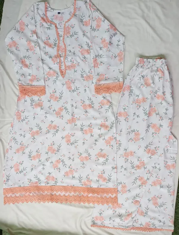 Cream_Premium_Cotton_Kurti_Pant_For_Women