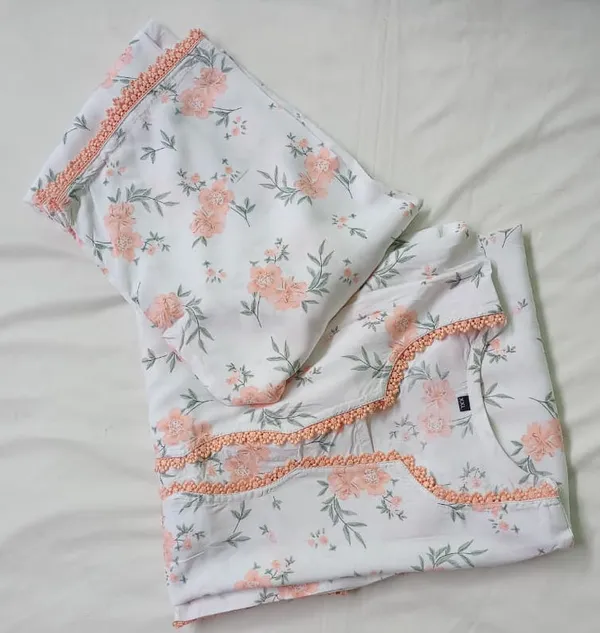 Cream_Premium_Cotton_Kurti_Pant_For_Women