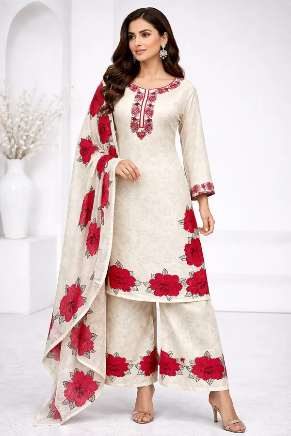 Crimson_And_Cream_Premium_Silk_Kurti_With_Pant_And_Dupatta_Set_For_Women