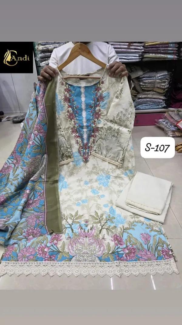 Cream_&_Sky_Blue_Cotton_Embroidered_Dupatta_Set