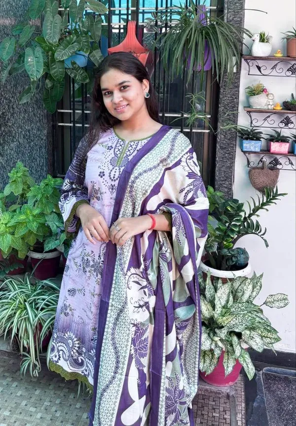 Purple_Premium_Cotton_Kurti_With_Pant_And_Dupatta_Set_For_Women