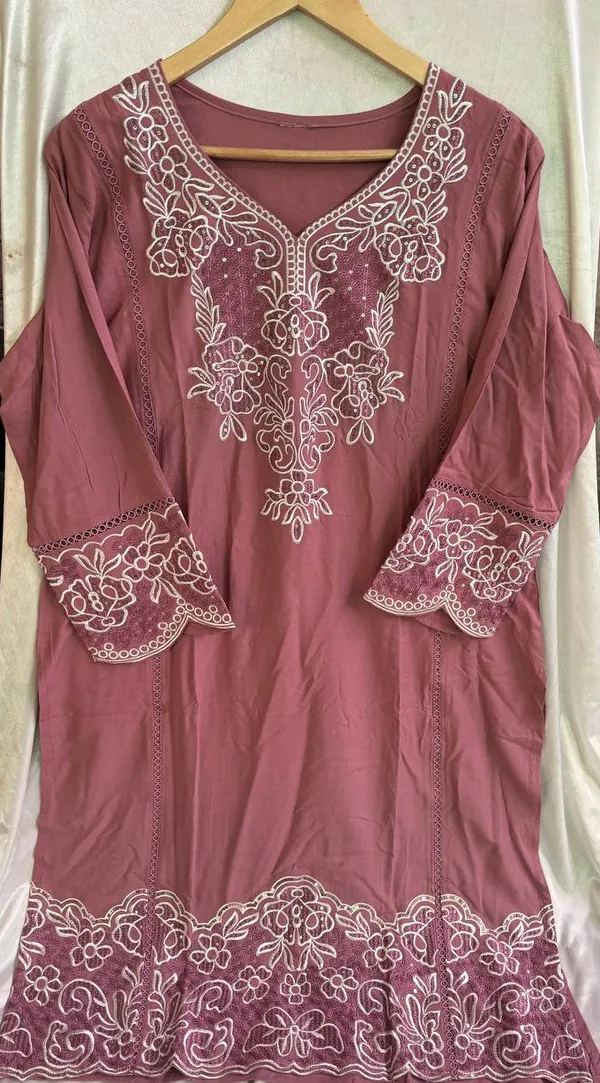 Dusty_Pink_Premium_Cotton_Kurti_With_Pant_And_Dupatta_Set_For_Women