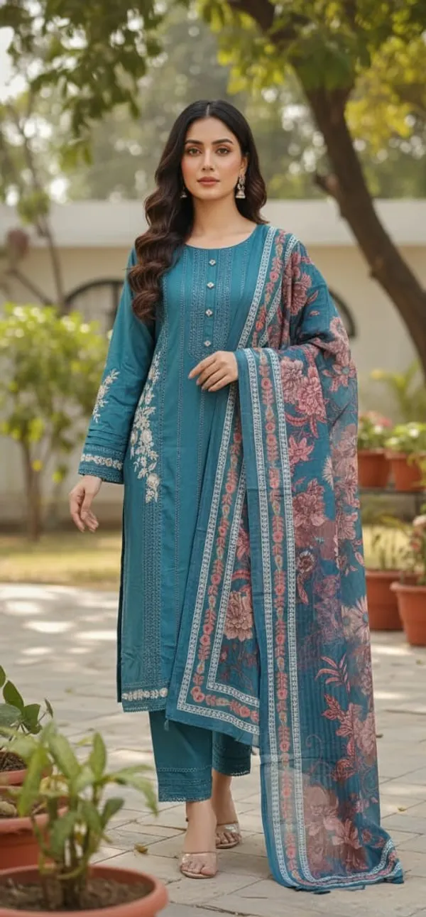 Multicolor_Premium_Rayon_Kurti_With_Pant_And_Dupatta_Set_For_Women