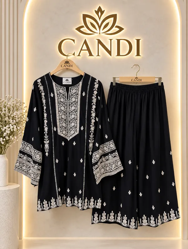 Black_Premium_Rayon_Kurti_With_Pant_And_Dupatta_Set_For_Women