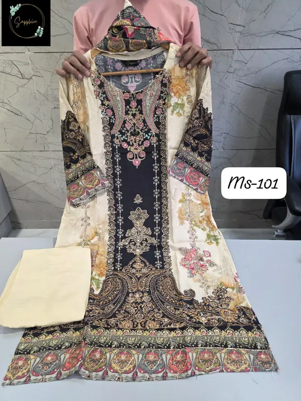 Black_Premium_Cotton_Kurti_With_Pant_And_Dupatta_Set_For_Women