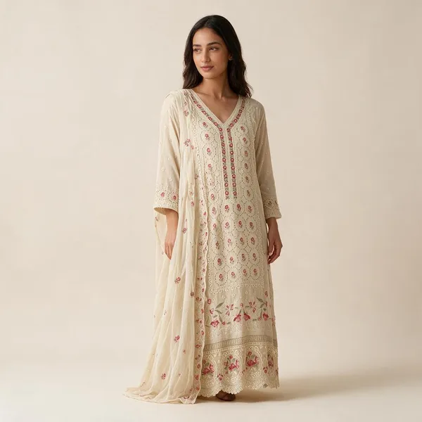 Golden_Premium_Polyester_Kurti_With_Pant_And_Dupatta_Set_For_Women