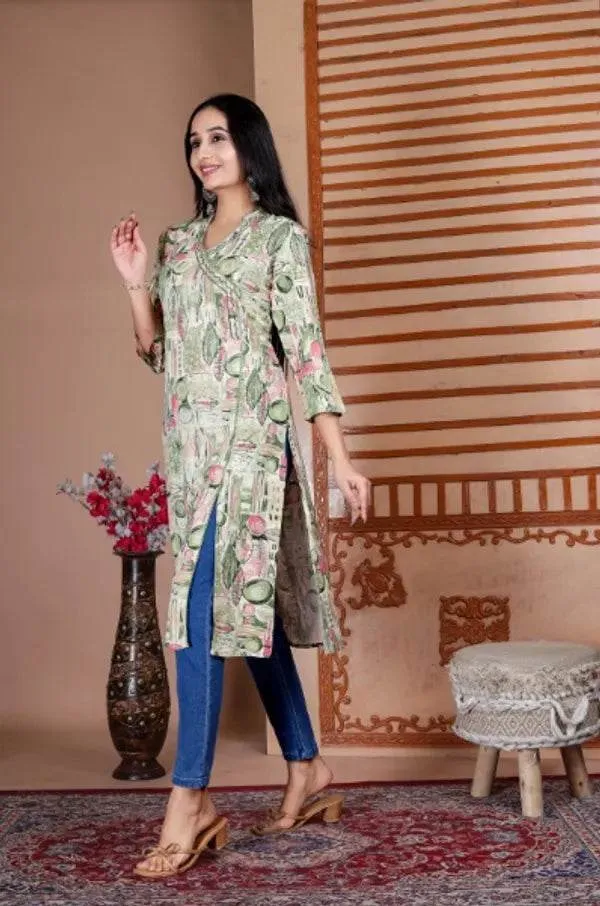 Green_Angrakha_Style_Cotton_Regular_Kurti_For_Women