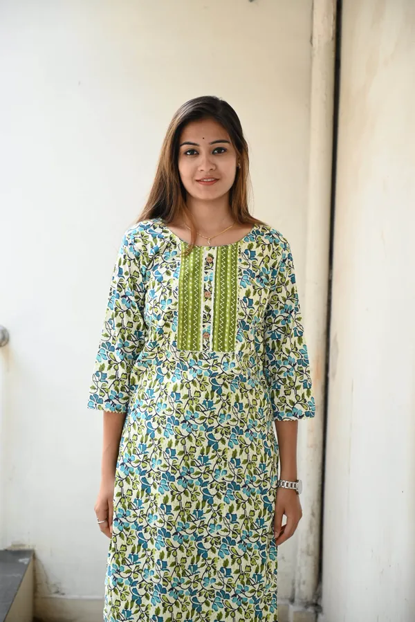 Green_Premium_Cotton_Kurti_Pant_For_Women