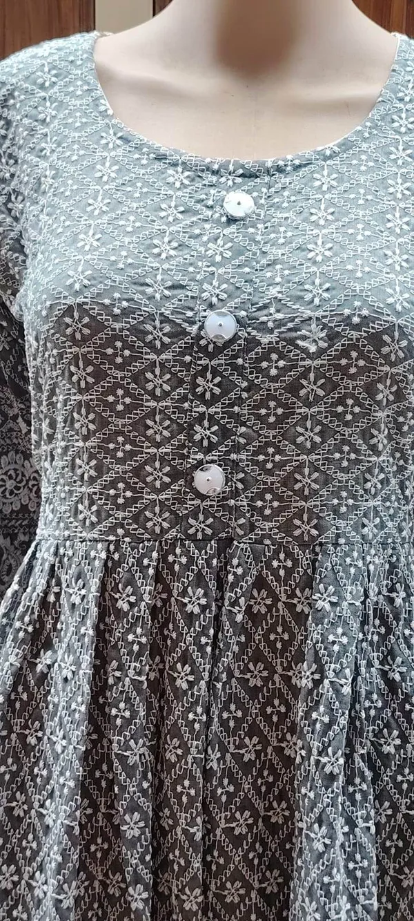 Grey_Premium_Cotton_Chikankari_Kurti_For_Women