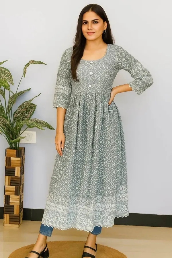 Grey_Premium_Cotton_Chikankari_Kurti_For_Women